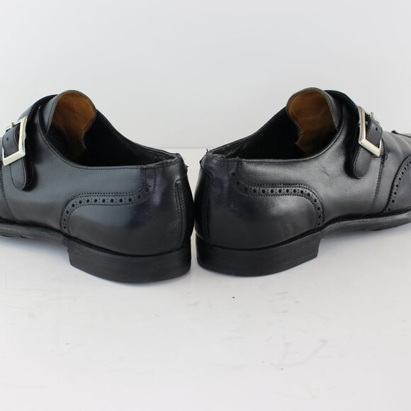 Crockett & Jones Chadwick Black Leather Monk Strap Dress Shoes (8 US) - Picture 7 of 12